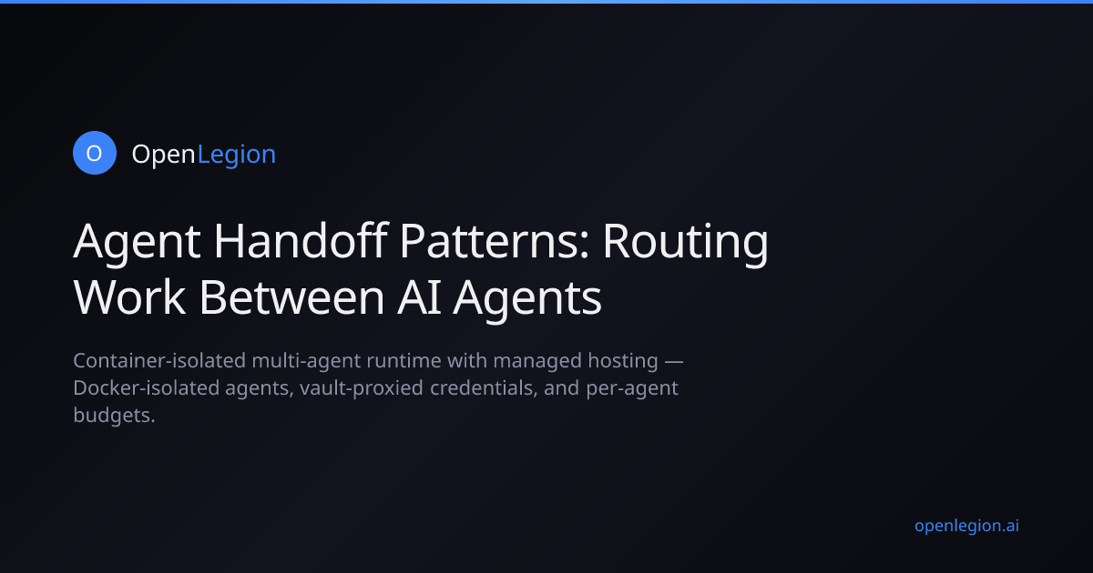 Agent Handoff Patterns: Routing Work Between AI Agents | OpenLegion