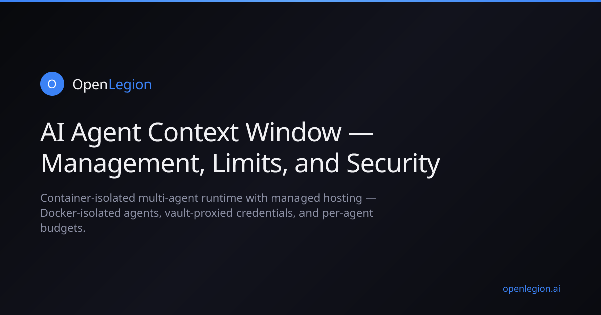 AI Agent Context Window — Management, Limits, and Security | OpenLegion